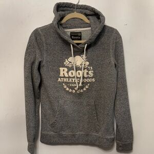 Roots women’s XS small hoodie sweatshirt grey beaver